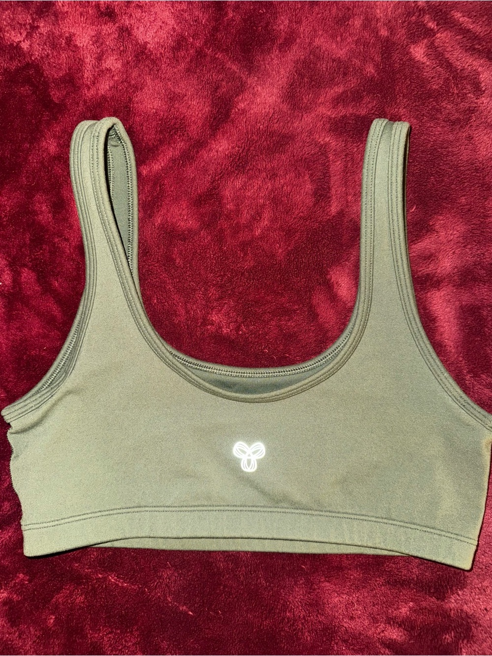 Aritzia Olive Green Scoop Neck Sports Bralette with Center Logo